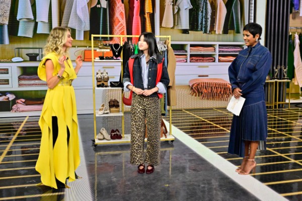 Tali Kogan, Tamron Hall and a guest on the wardrobe set of The Tamron Hall Show